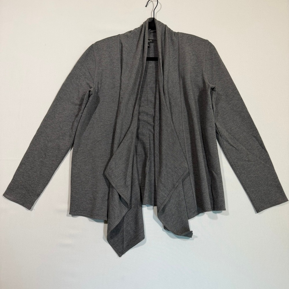 Talbots Cardigan Womens S Gray Pima Cotton Modal Knit Open‎ Front Quiet Luxury